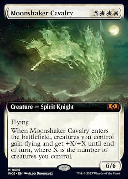 Image of spirit knights on horses through Moonshaker Calvalry WOE MTG card