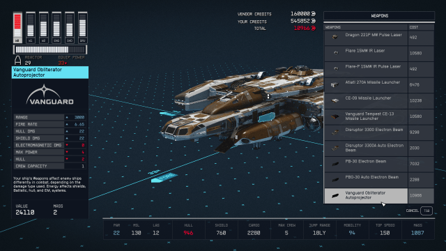 Image of the Vanguard Obliterator in Starfield.