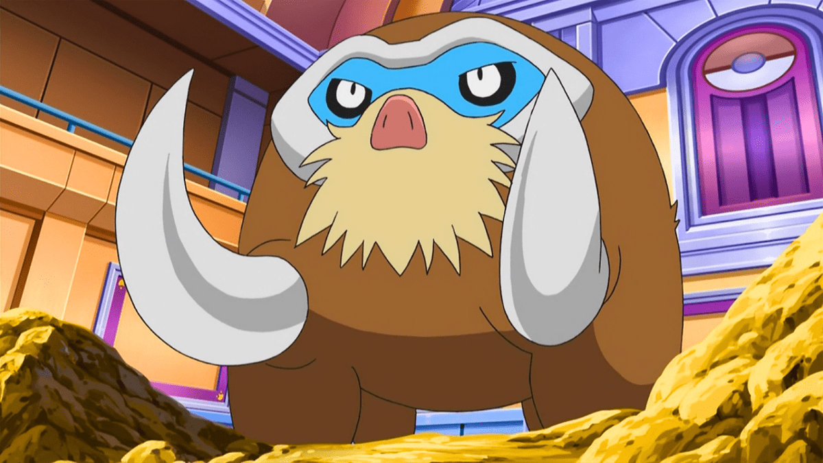 Mamoswine in a Pokemon battle.