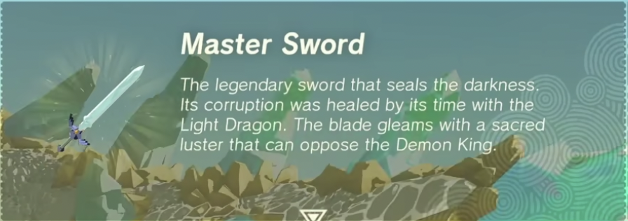 Screenshot of the Master Sword from Zelda ToTK.