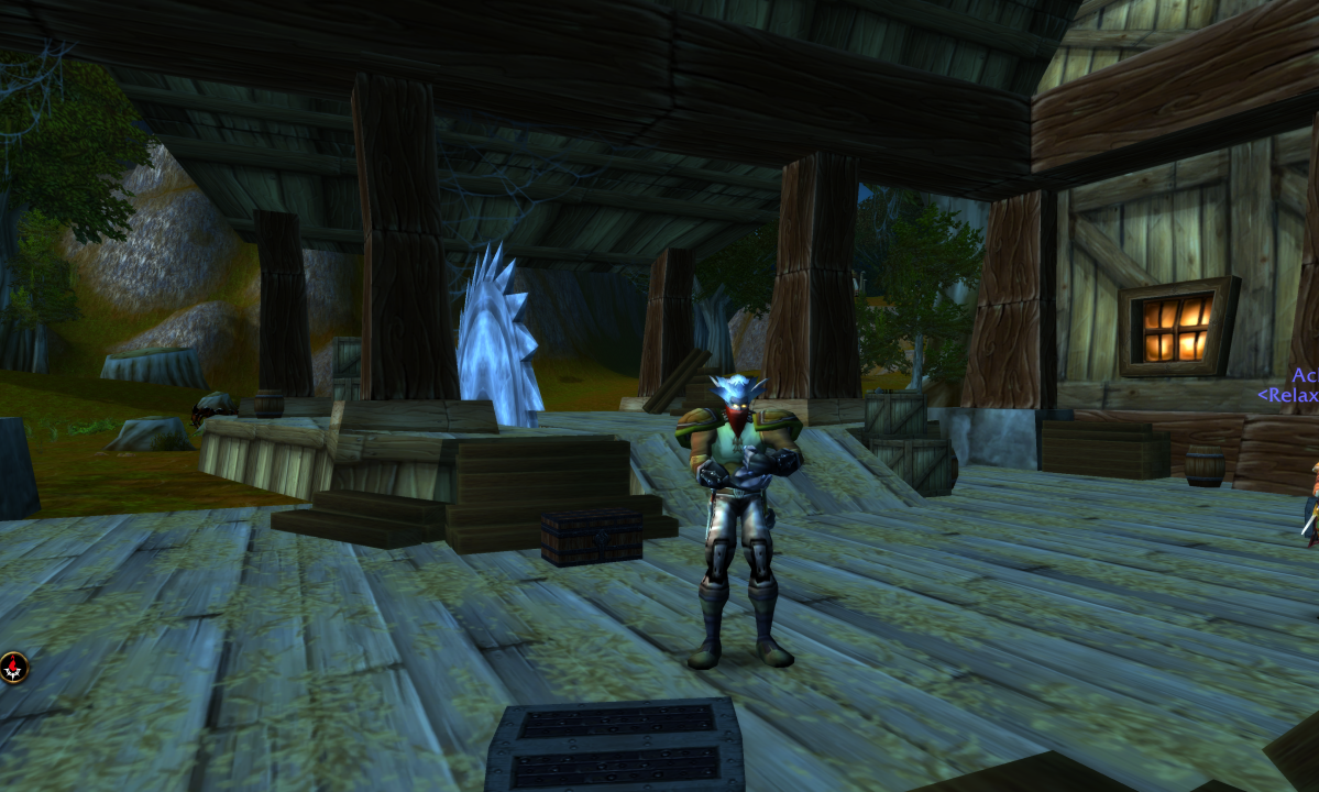 A Night Elf Rogue opening practice lockboxes at Alther's Mill in WoW Classic.