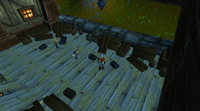 Rogues opening lockboxes in Alther's Mill in WoW Classic. 