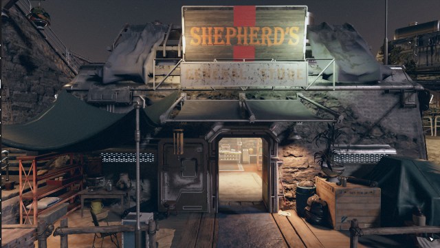 Shepherd's General Store storefront in Akila City, Akila. Screenshot by Dot Esports.