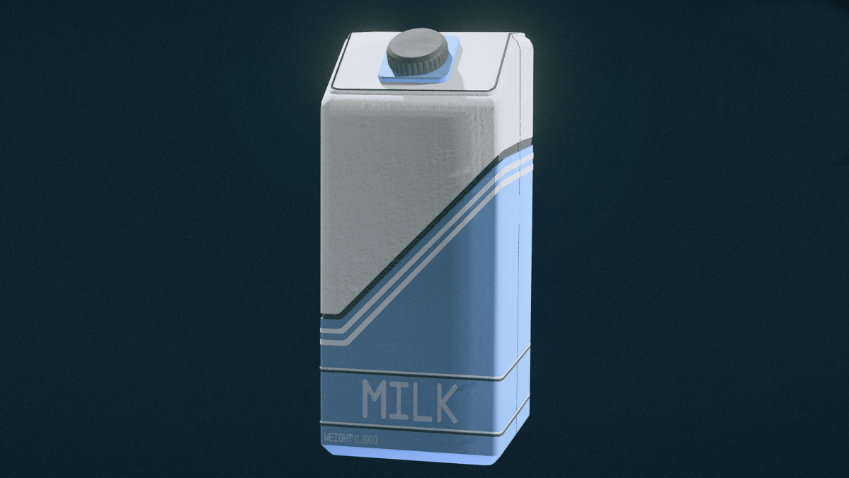 Starfield milk carton on blue background