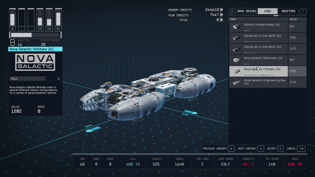 Image of the ship builder menu in Starfield.