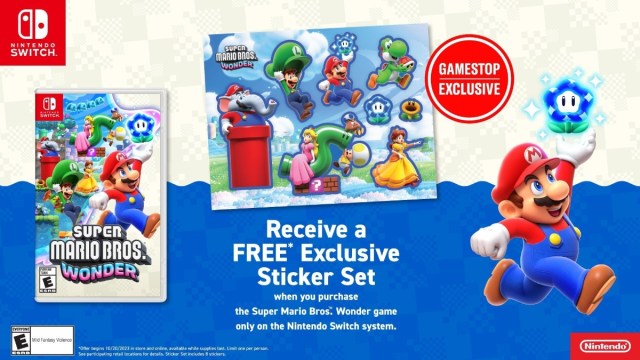 The Super Mario Bros. Wonder pre-order featuring an exclusive sticker set