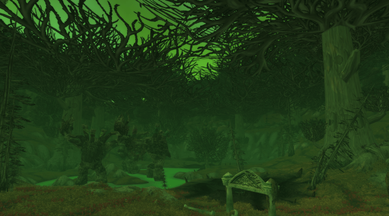 A WoW screenshot of Felwood near Irontree Woods