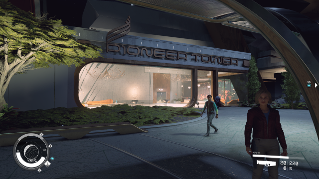 The outside of Pioneer Tower in New Atlantis