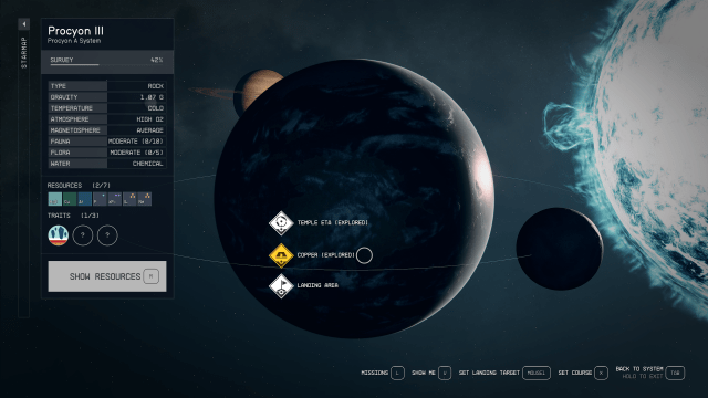 A galaxy map showing the planet Pyrocyon III