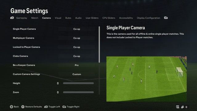 Camera settings in EA FC 24