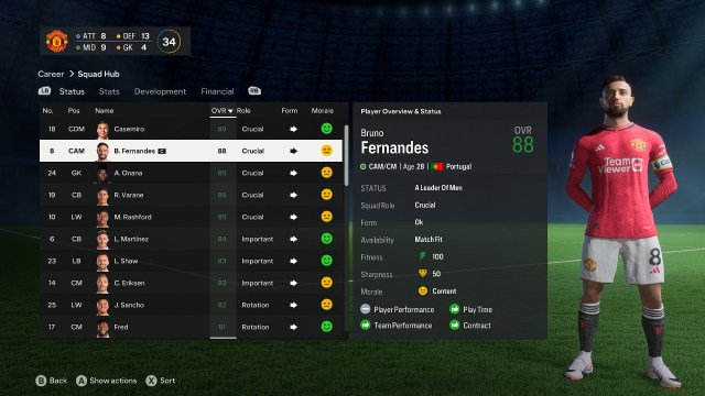 Bruno Fernandes in EA FC 24 Career Mode