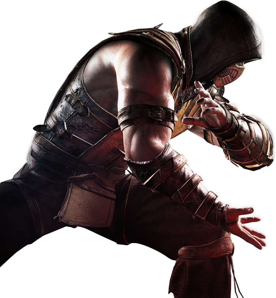 A render of Scorpion from the Mortal Kombat XL box art.