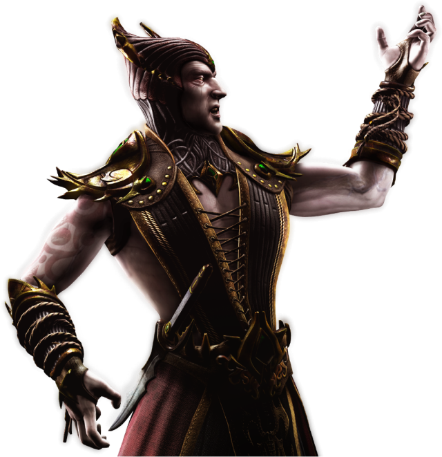 Render of Shinnok from Mortal Kombat XL holding a raised arm.