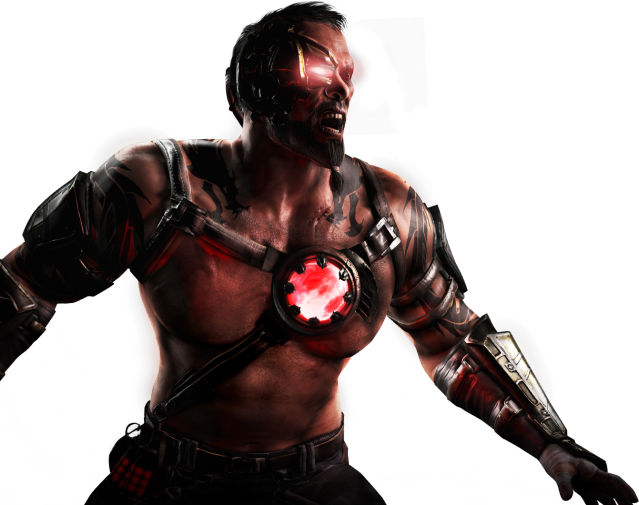 Mortal Kombat XL render of Kano screaming and holding his arms stretched.