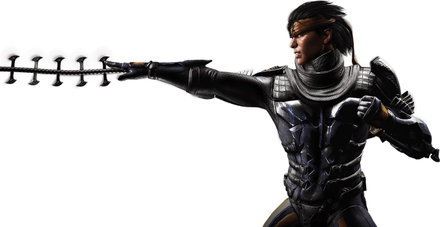 An image of Takeda from Mortal Kombat XL throwing his whip-blade.