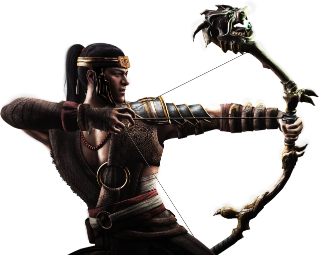 Mortal Kombat XL render of Kung Jin notching his bow.