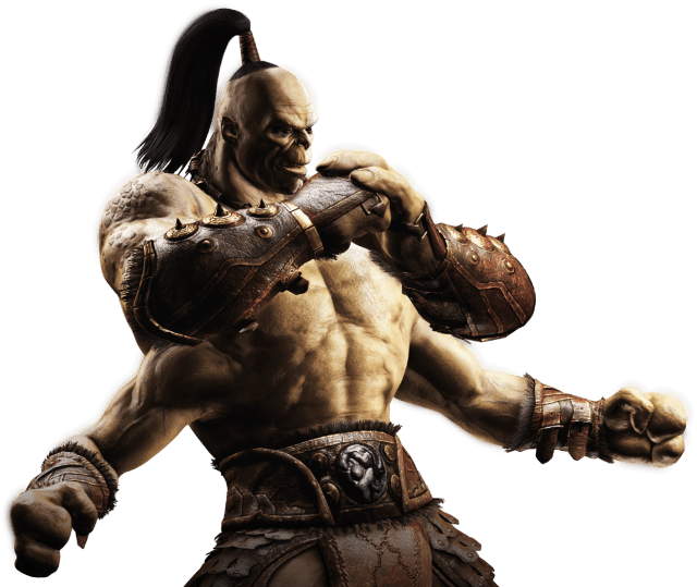 Image of Goro from Mortal Kombat XL holding two arms together and two outstretched.