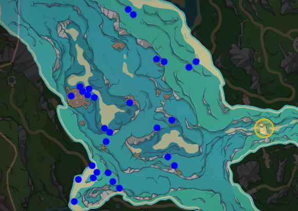 Map showing Lumitoile in blue dots.