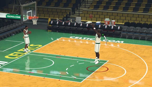 Kevin Garnett shooting a jump shot in NBA 2K24