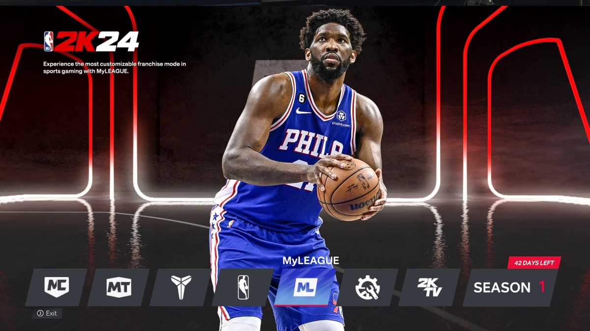 Joel Embiid on the NBA 2K24 start screen