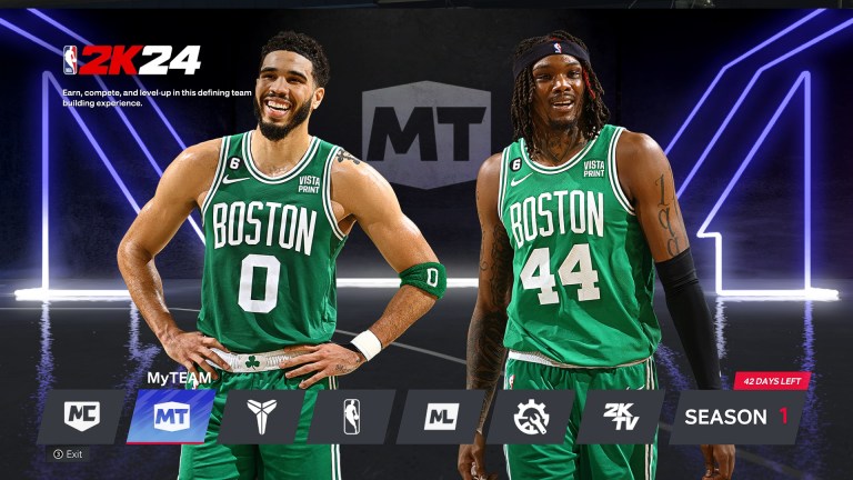 Jayson Tatum and Robert Williams on the NBA 2K24 start screen