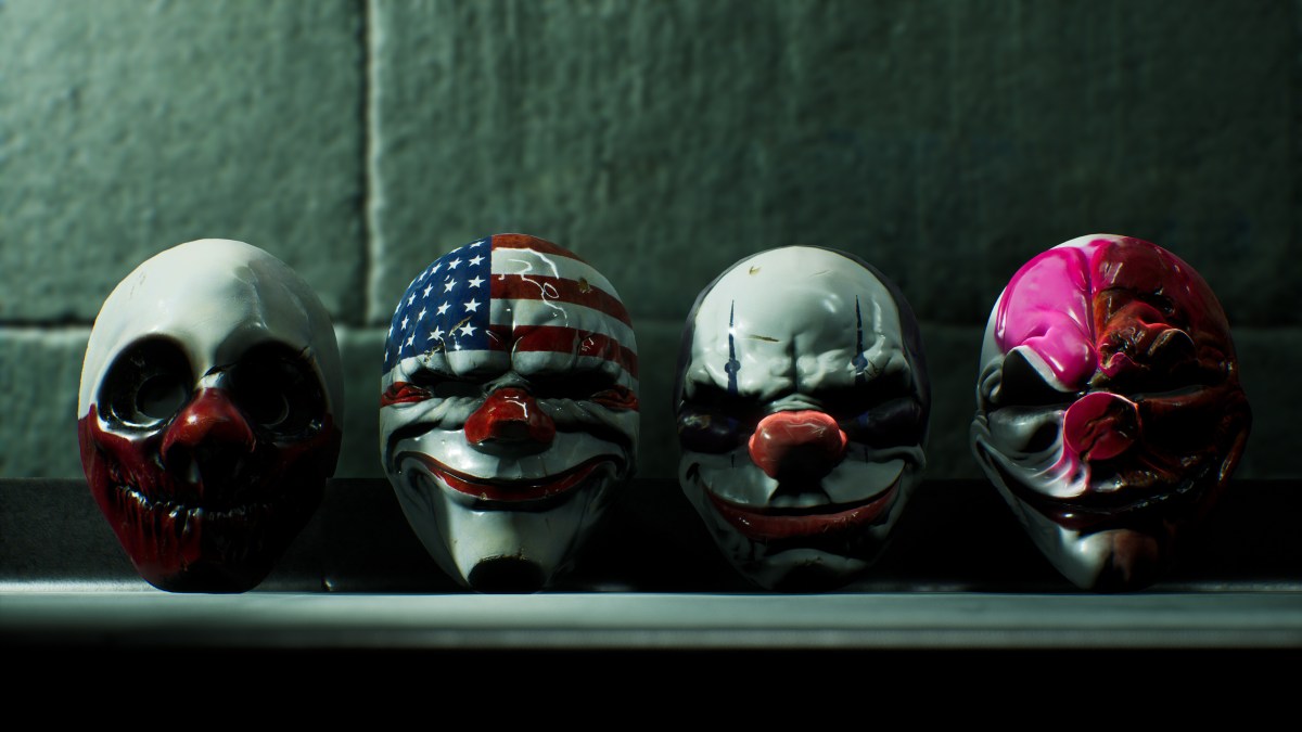 Four masks of Payday 3 characters.