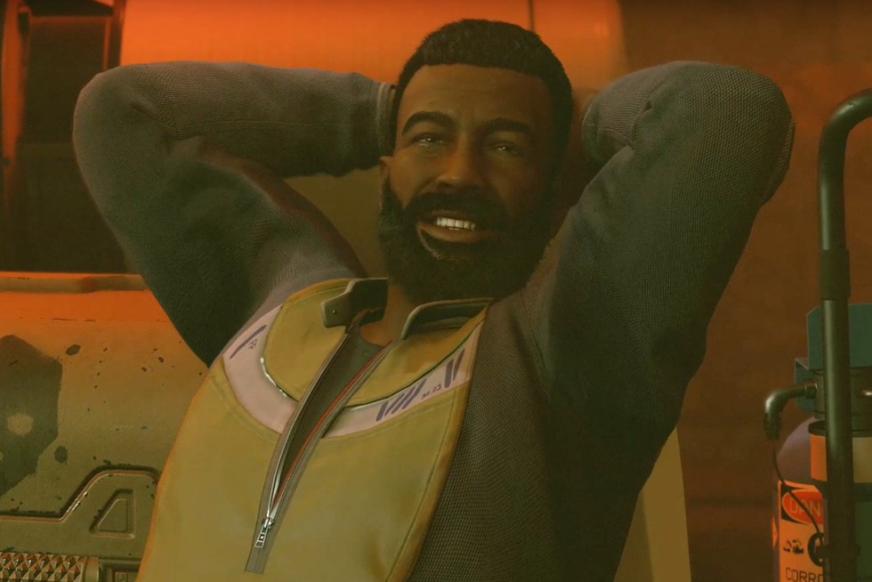 An image of Barrett smiling and relaxing in his seat in Starfield.