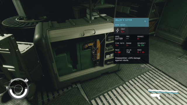 The unique Heller's Cutter in a weapon crate in Starfield.