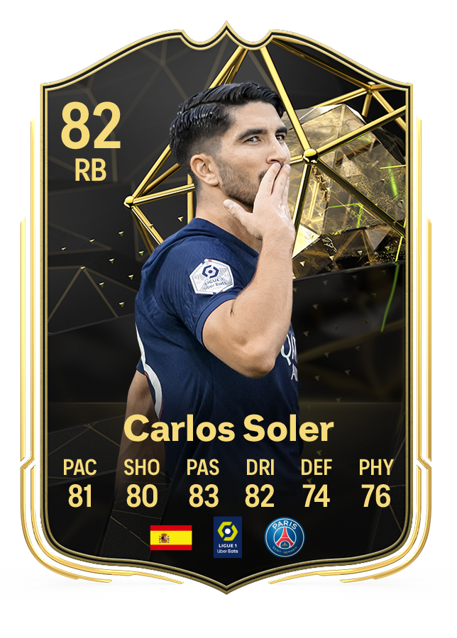 Carlos Soler's card in EA FC 24's TOTW 6.