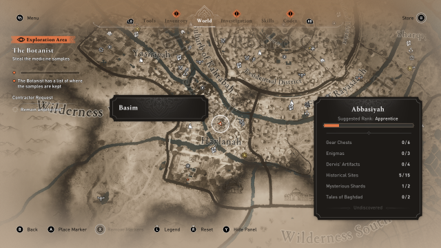 Image of the Assassin's Creed Mirage map showing the location of the Pharmacy location.