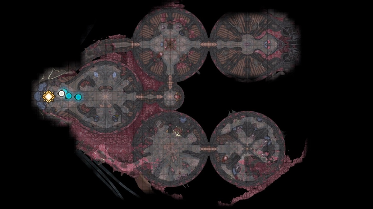 An image of the map in Baldur's Gate 3 showcasing an objective on the Nautiloid.