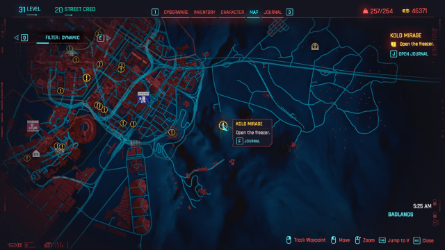 the map marker icon for the start location of Kold Mirage in Cyberpunk 2077.