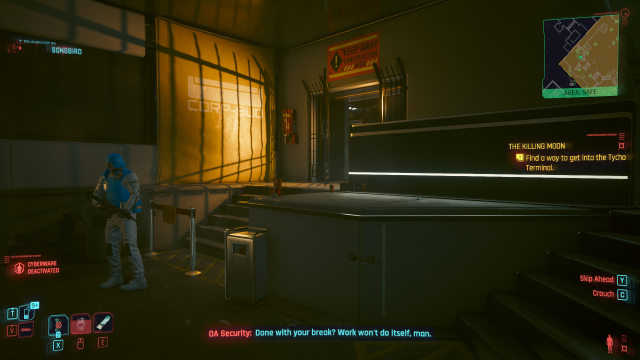 The entrance to Tycha Terminal in The Killing Moon (Cyberpunk 2077).