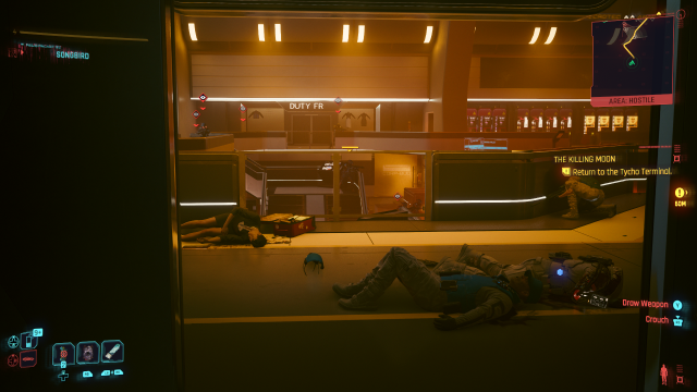 Dead airport security in the Tycha Terminal in The Killing Moon (Cyberpunk 2077).