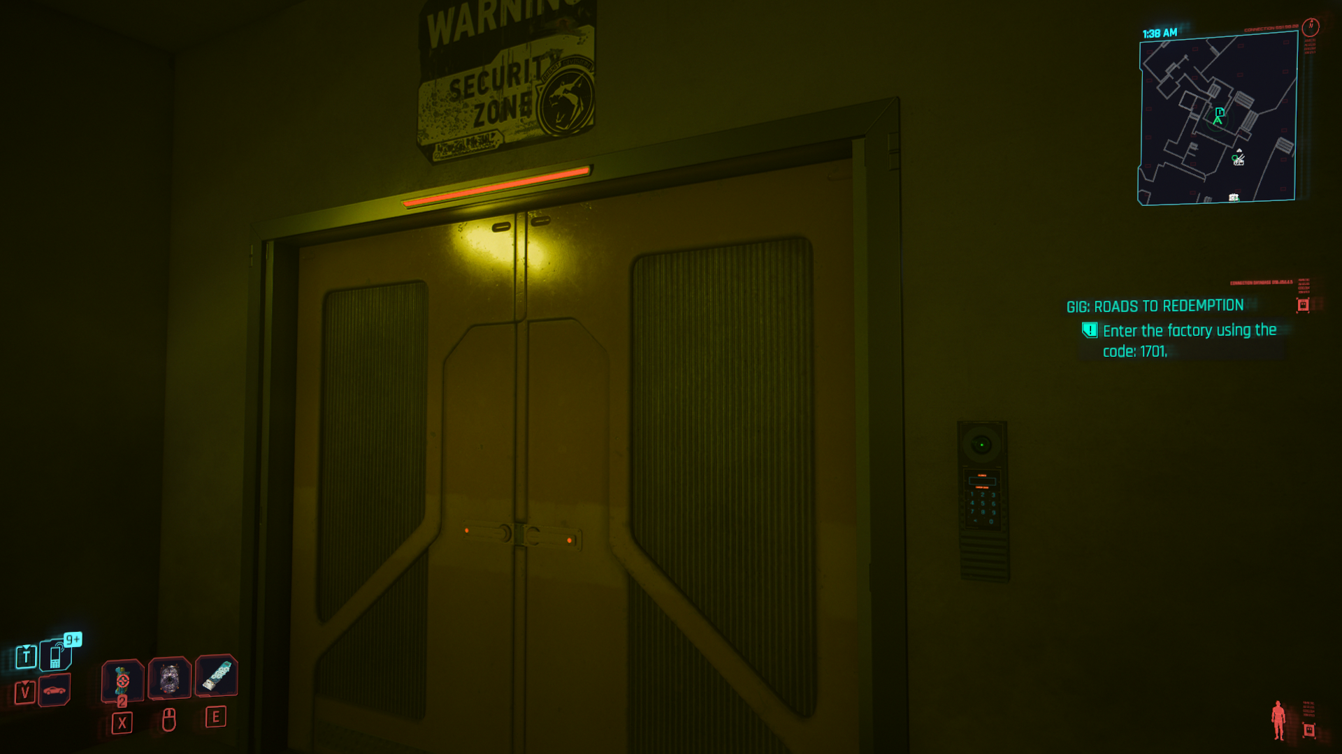 Displays the door that often gets bugged in the stadium during the gig Road to Redemption in cyberpunk 2077.