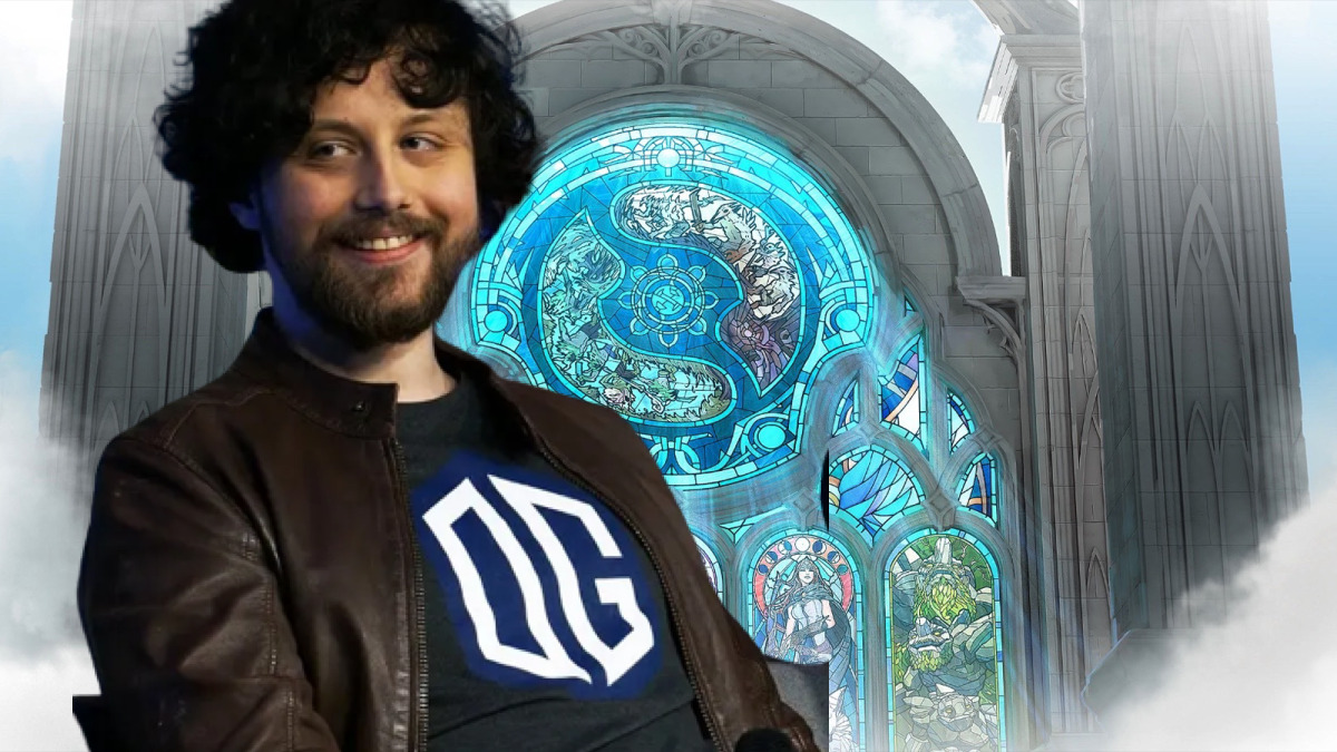 Gorgc in front of the TI12 Compendium artwork in Dota 2.