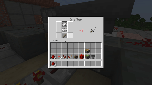 The new Crafter crafting menu in action in Minecraft.