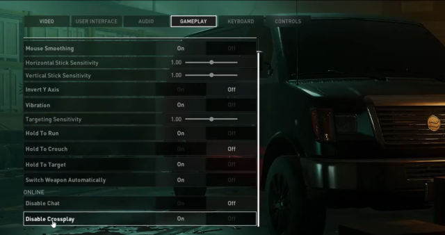 Matchmaking settings in payday 3 with mouse over the crossplay setting