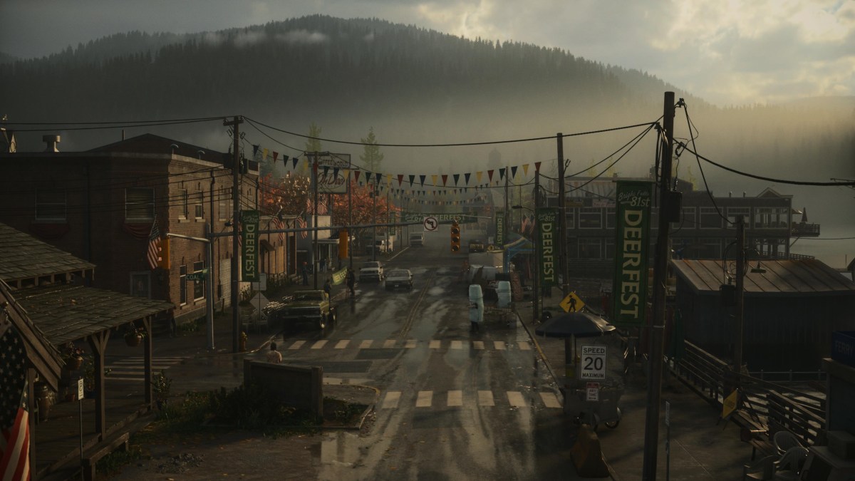 An in game screenshot of Bright Falls from Alan Wake II.