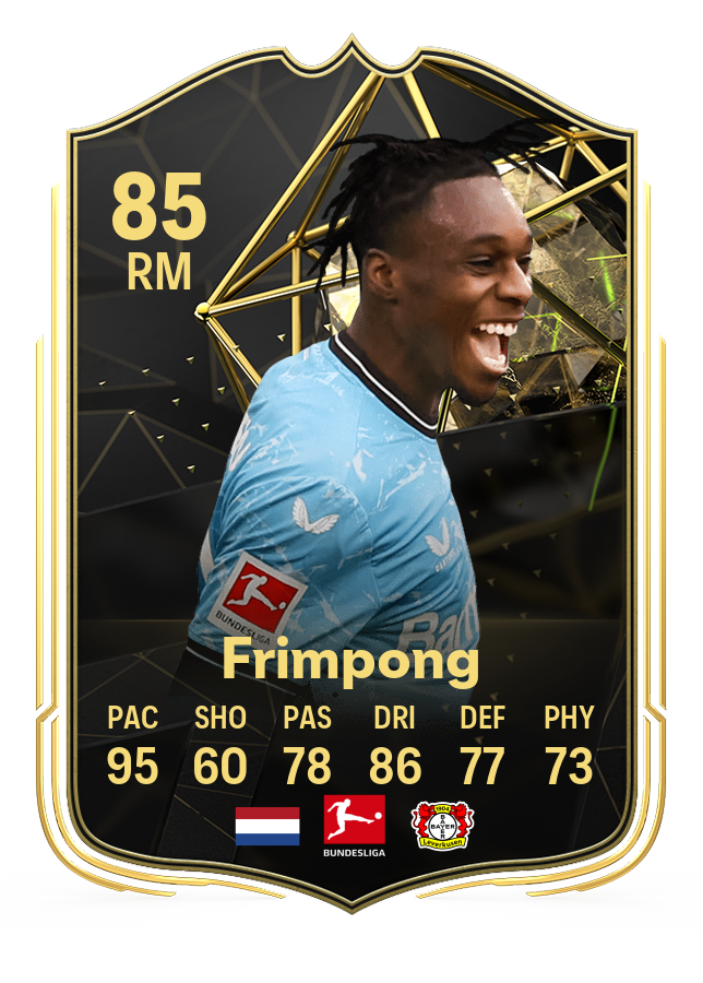 Jeremie Frimpong's card in EA FC 24's TOTW 6.