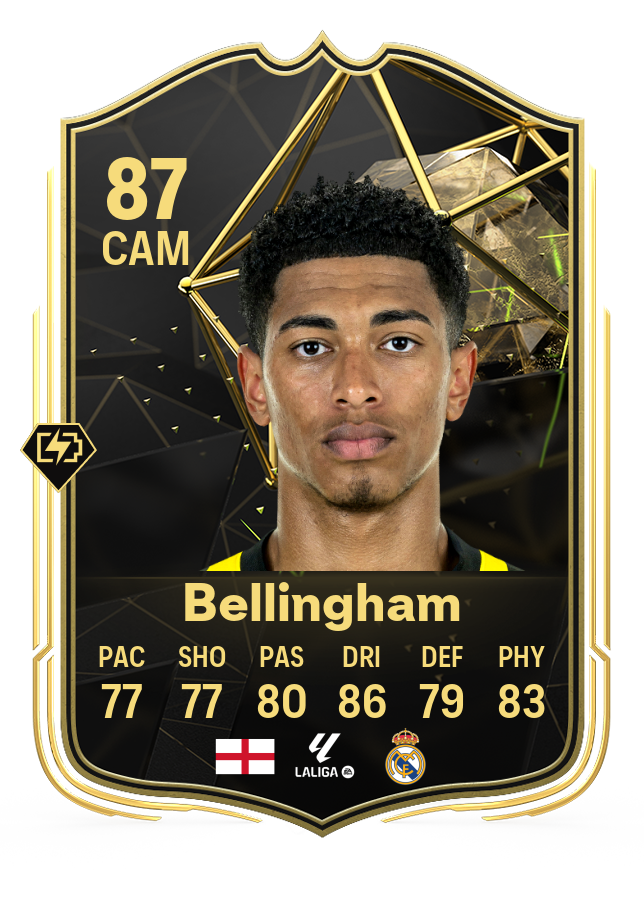 Screenshot of Jude Bellingham's 87-rated card in EA FC 24's Ultimate Team TOTW 3.