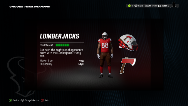 Lumberjacks Madden 24 Relocation uniform