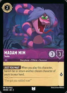 Image of snake hissing through Disney Lorcana Madam Mim, Snake Rise of the Floodborn