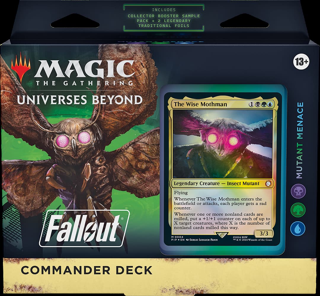 Image of Mothman on cover of MTG Fallout Commander deck