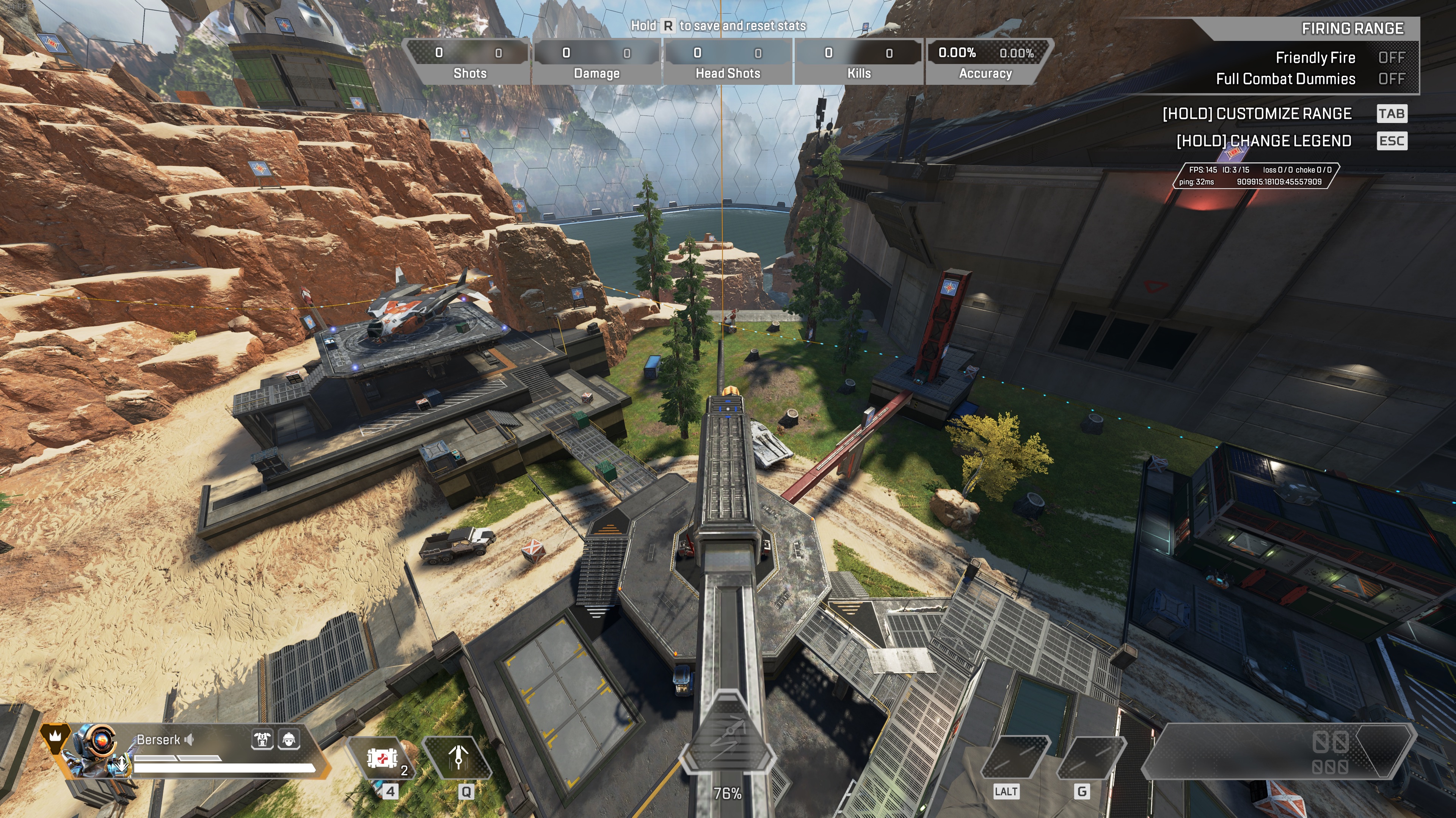 A rail leading off a tower in the Apex Legends Firing Range