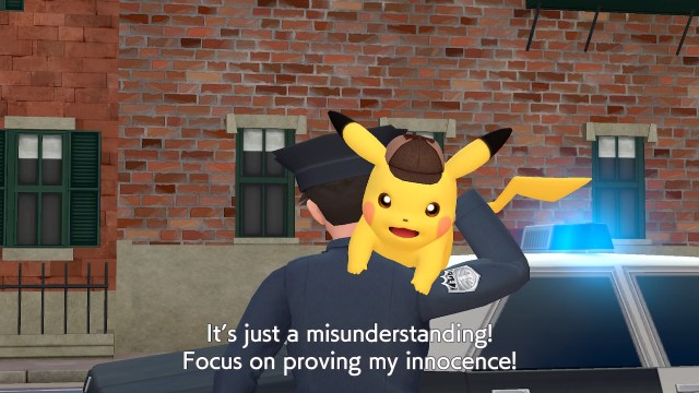 Detective Pikachu being arrested.