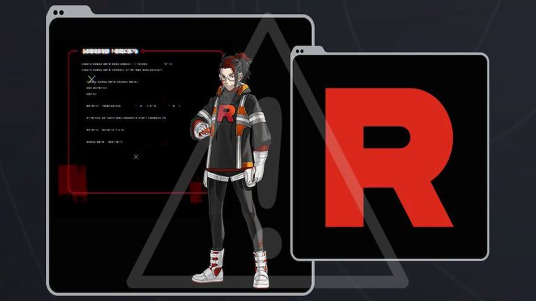 A person in a dark suit with a red letter R logo on the front.