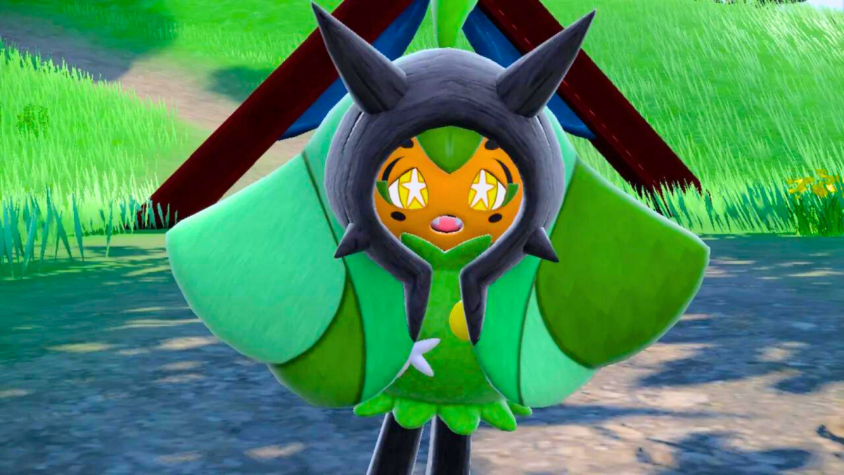 Ogerpon looking sad in Pokémon Scarlet and Violet The Teal Mask DLC