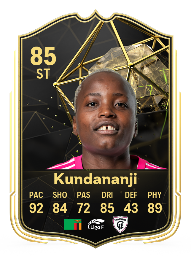 Screenshot of Racheal Kundananji's 85-rated card in EA FC 24's Ultimate Team TOTW 3.