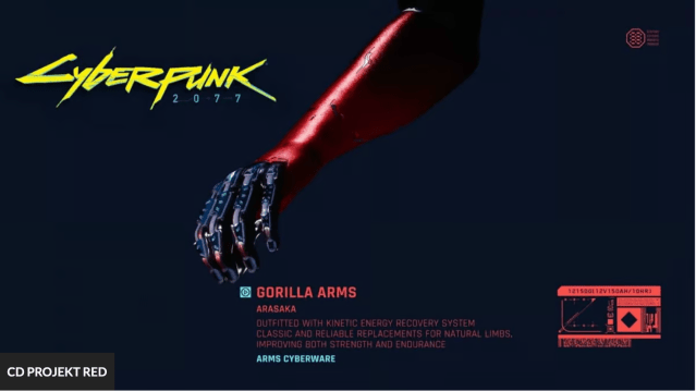 Info for the Gorilla Arms from Cyberpunk 2077